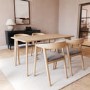 Rectangle Oak Dining Table and 4 Oak with Grey Woven Seat Dining Chairs - Anders