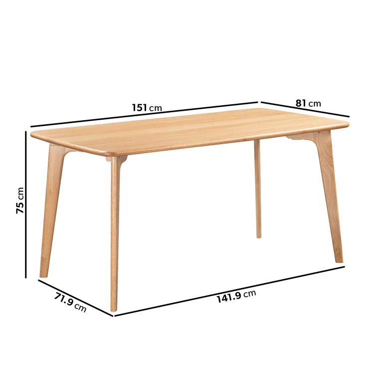 Rectangle Oak Dining Table and 4 Oak with Grey Woven Seat Dining Chairs - Anders