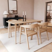 Rectangle Oak Dining Table with 4 Oak Dining Chairs - Anders