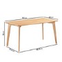 Rectangle Oak Dining Table with 4 Beige Fabric Dining Chairs - Anders