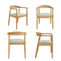 BUN/AND013/92969 Set of 4 Brass Detail Oak Carver Dining Chairs - Anders