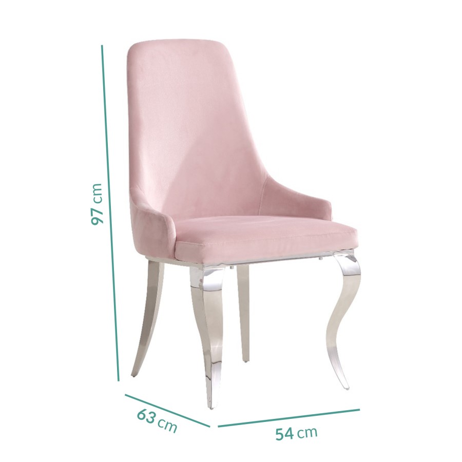 Mirrored 160cm Dining Table Set with White Glass Top & 4 Pink Velvet Chairs