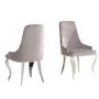 Mirrored 160cm Dining Table Set with White Glass Top & 6 Grey Velvet Chairs