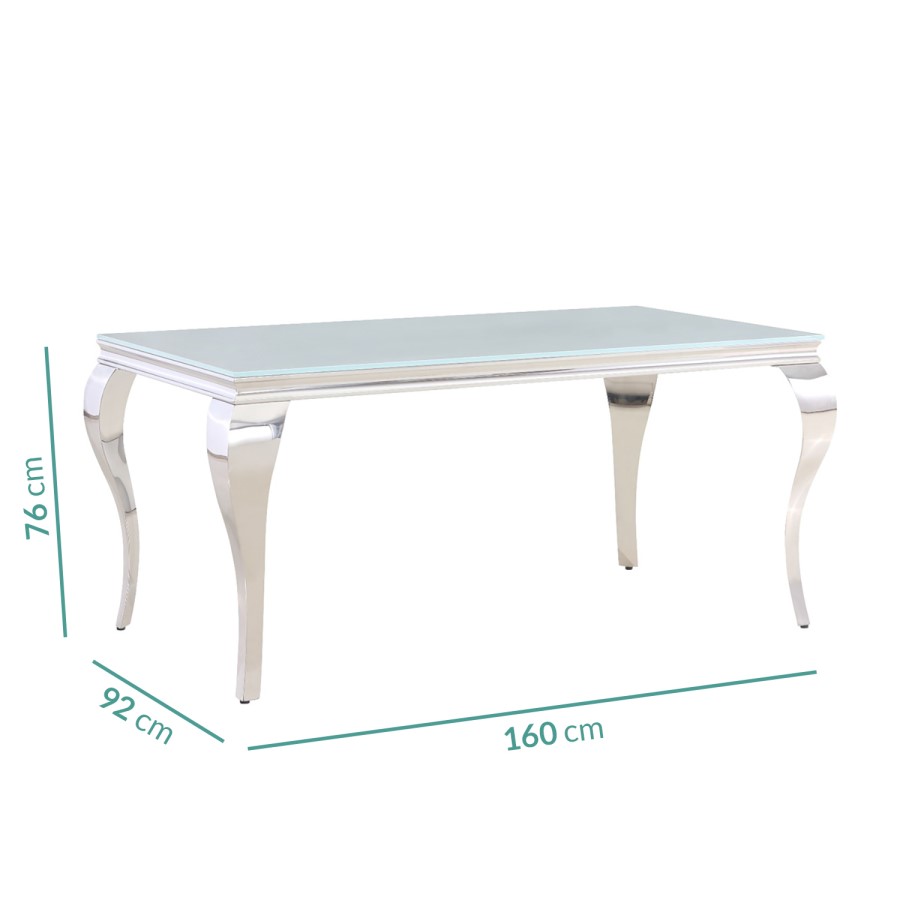 White and Mirrored Dining Table with 6 Grey Velvet Knocker Back Chairs - Jade Boutique