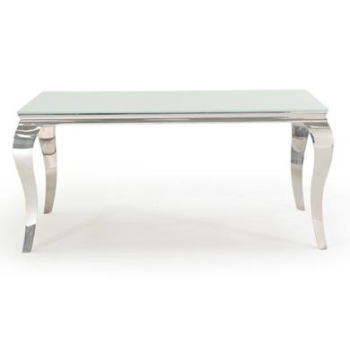 White Mirrored Dining Table with 6 Chairs in Grey Velvet - Louis