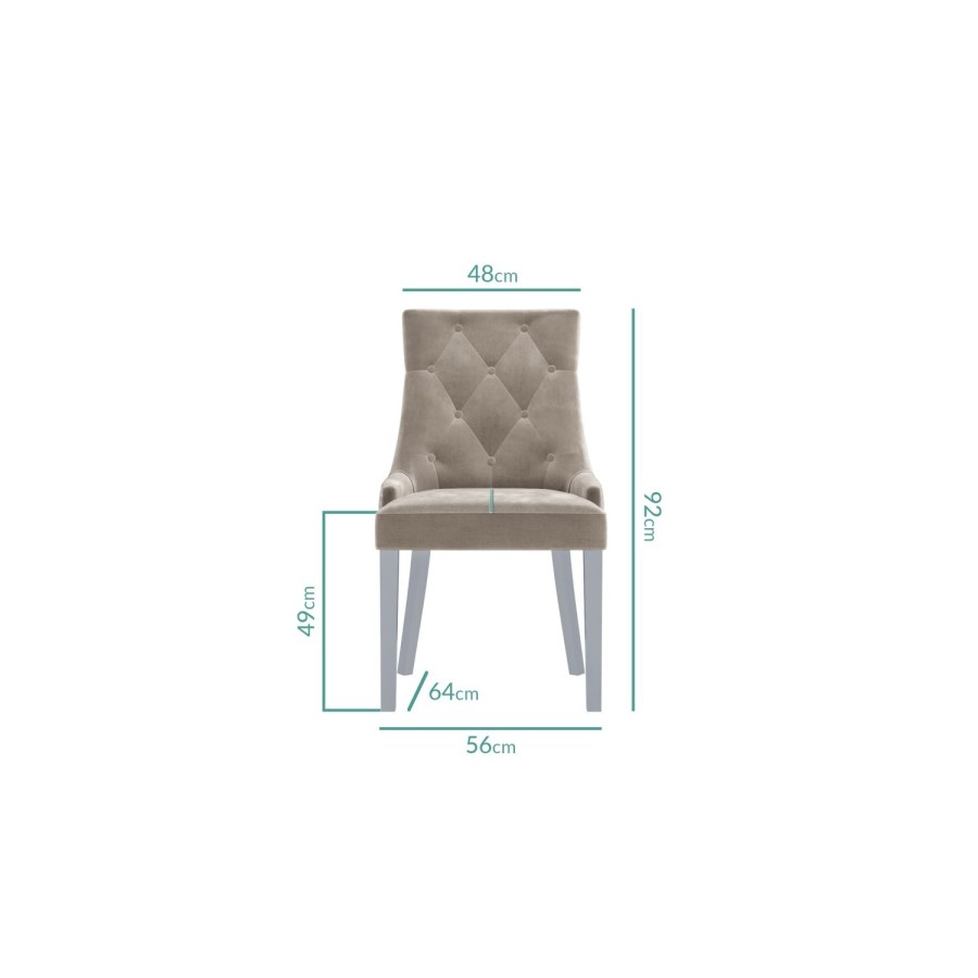 White and Mirrored Dining Table with 6 Mink Velvet Knocker Back Dining Chairs - Jade Boutique