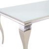 White and Mirrored Dining Table with 6 Mink Velvet Knocker Back Dining Chairs - Jade Boutique