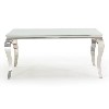 White Mirrored Dining Table with 6 Chairs in Mink - Louis