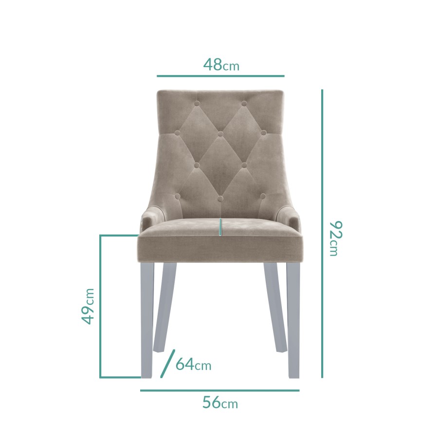 White Mirrored Dining Table with 6 Chairs in Mink - Louis