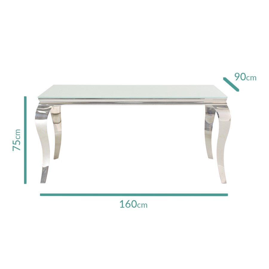 White Mirrored Dining Table with 6 Chairs in Mink - Louis