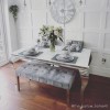 White and Mirrored Dining Table with 2 Grey Velvet Knocker Back Dining Chairs and Bench - Jade Boutique
