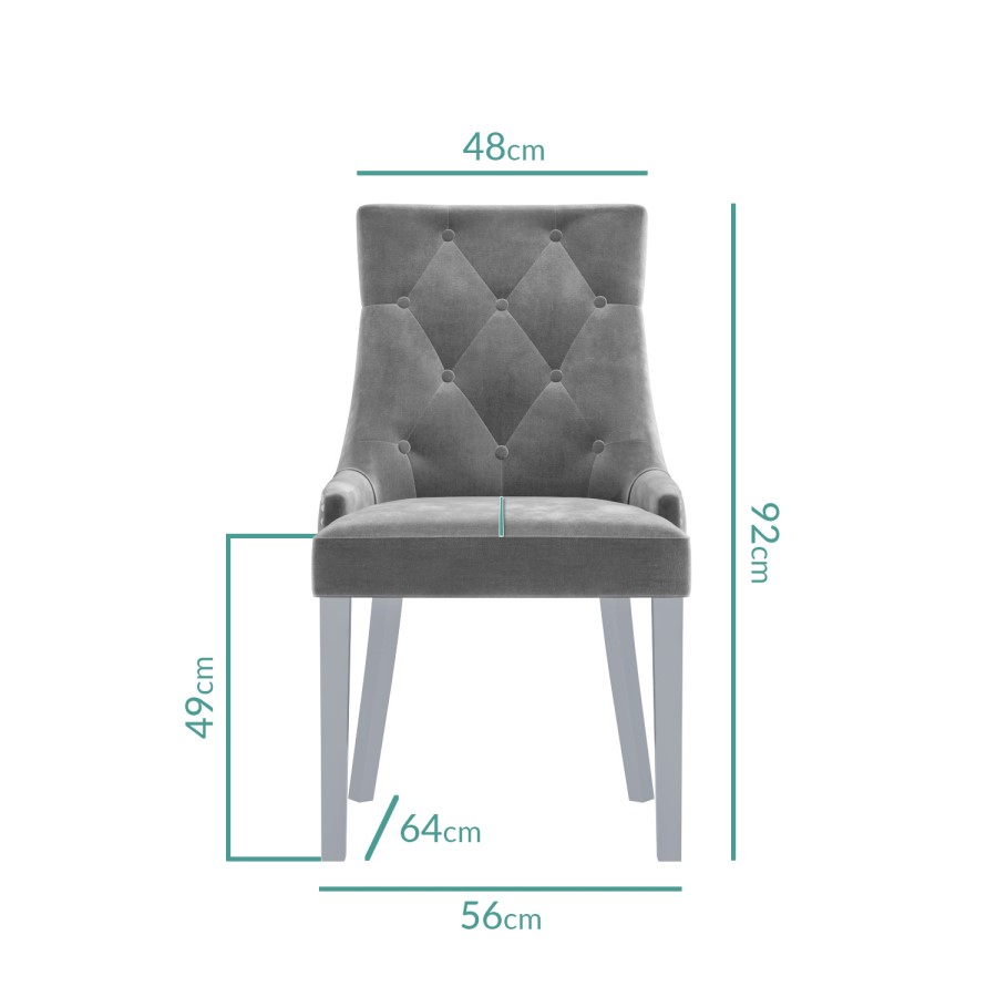 White Mirrored Dining Table with 2 Chairs in Grey Velvet & 1 Bench - Louis