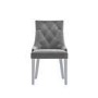 White Mirrored Dining Table with 2 Chairs in Grey Velvet & 1 Bench - Louis