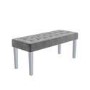 White Mirrored Dining Table with 2 Chairs in Grey Velvet & 1 Bench - Louis