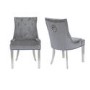 White and Mirrored Dining Table with 4 Grey Velvet Knocker Back Dining Chairs - Jade Boutique