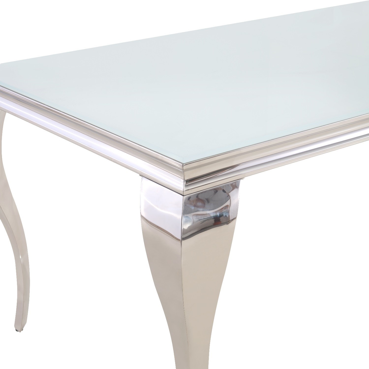 White and Mirrored Dining Table with 4 Mink Velvet Knocker Back Dining