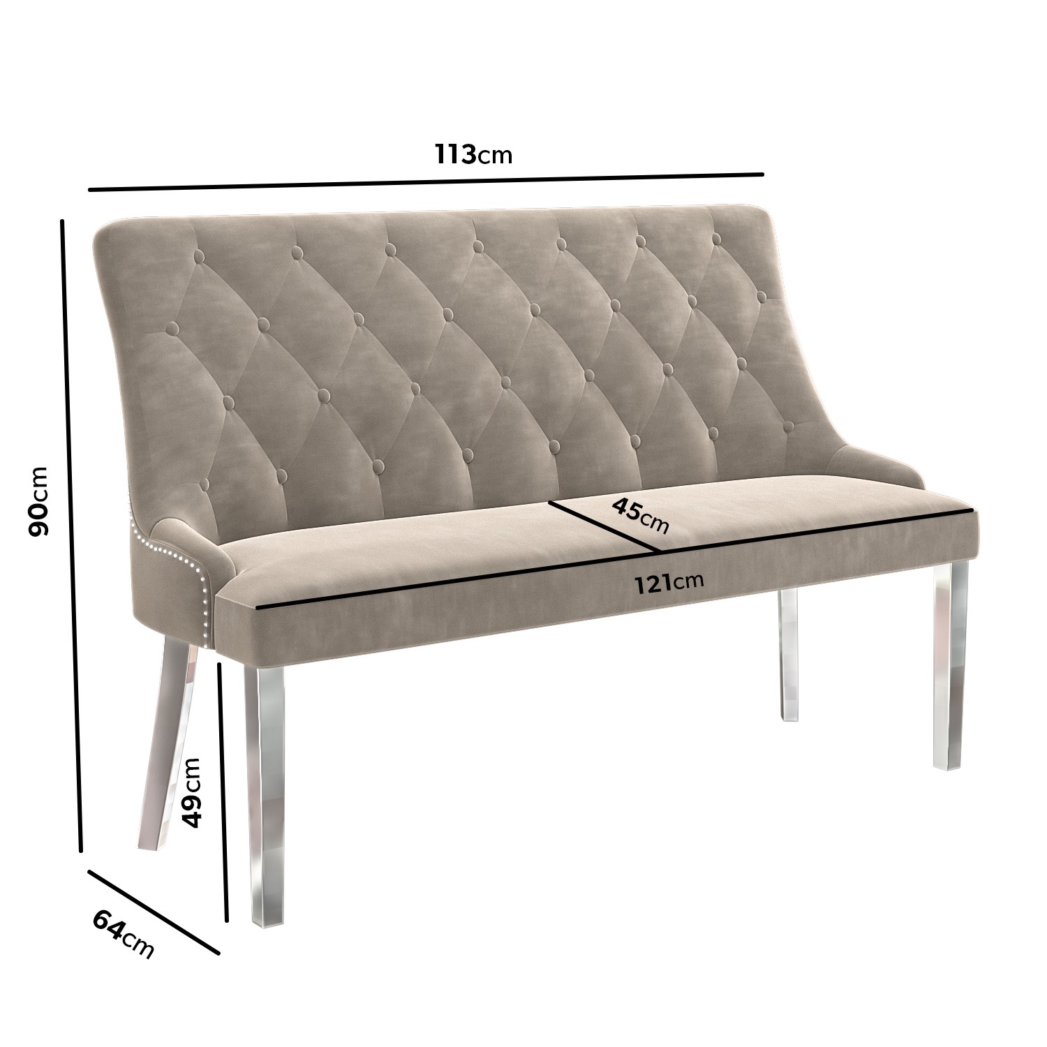 White Mirrored Dining Table with 2 Mink Velvet Dining Chairs & 2
