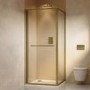 800x800mm Brushed Brass Square Sliding In-Fold Shower Enclosure 6mm Glass - Apollo
