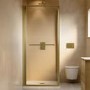 800x800mm Brushed Brass Square Sliding In-Fold Shower Enclosure 6mm Glass - Apollo