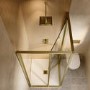 800x800mm Brushed Brass Square In-Fold Sliding Shower Enclosure 6mm Glass - Apollo