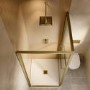 800x800mm Brushed Brass Square In-Fold Sliding Shower Enclosure 6mm Glass - Apollo