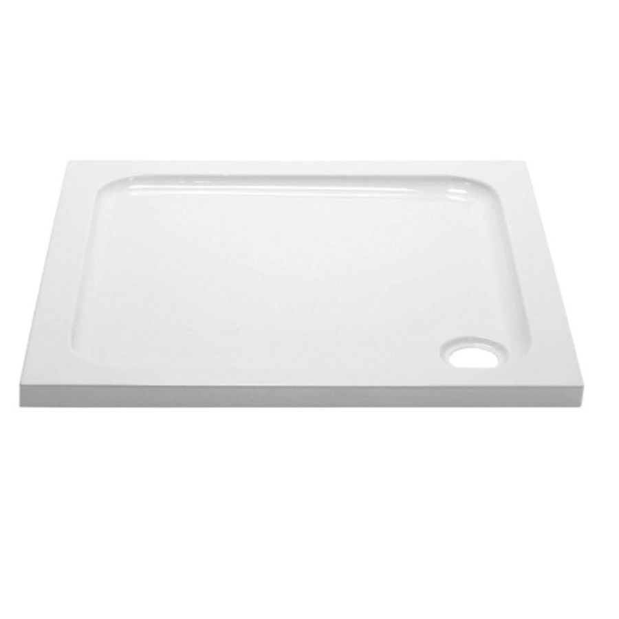 800x800mm White Acrylic Capped Stone Resin Square Shower Tray - Pearl