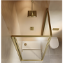 800x800mm Brushed Brass In-Fold Sliding Shower Enclosure 6mm Glass and Shower Tray - Apollo