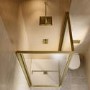 900x900mm Brushed Brass Square Sliding In-Fold Shower Enclosure 6mm Glass - Apollo