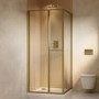 900x900mm Brushed Brass In-Fold Sliding Shower Enclosure 6mm Glass and Shower Tray - Apollo