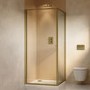900x900mm Brushed Brass In-Fold Sliding Shower Enclosure 6mm Glass and Shower Tray - Apollo