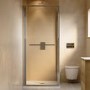 800x800mm Chrome In-Fold Sliding Shower Enclosure 6mm Glass and Low Profile Shower Tray - Apollo