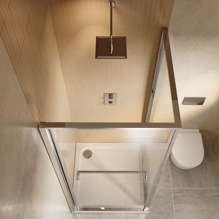 800x800mm Chrome In- Fold Sliding Shower Enclosure 6mm Glass with Shower Tray - Apollo