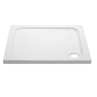 800x800mm White Acrylic Capped Stone Resin Square Shower Tray - Pearl