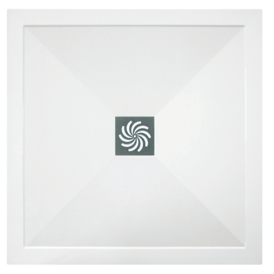 ONLY OPENED - 800x800mm Square Ultra Low-Profile Profile Shower Tray 25mm with Waste - White Stone Resin - Harmony