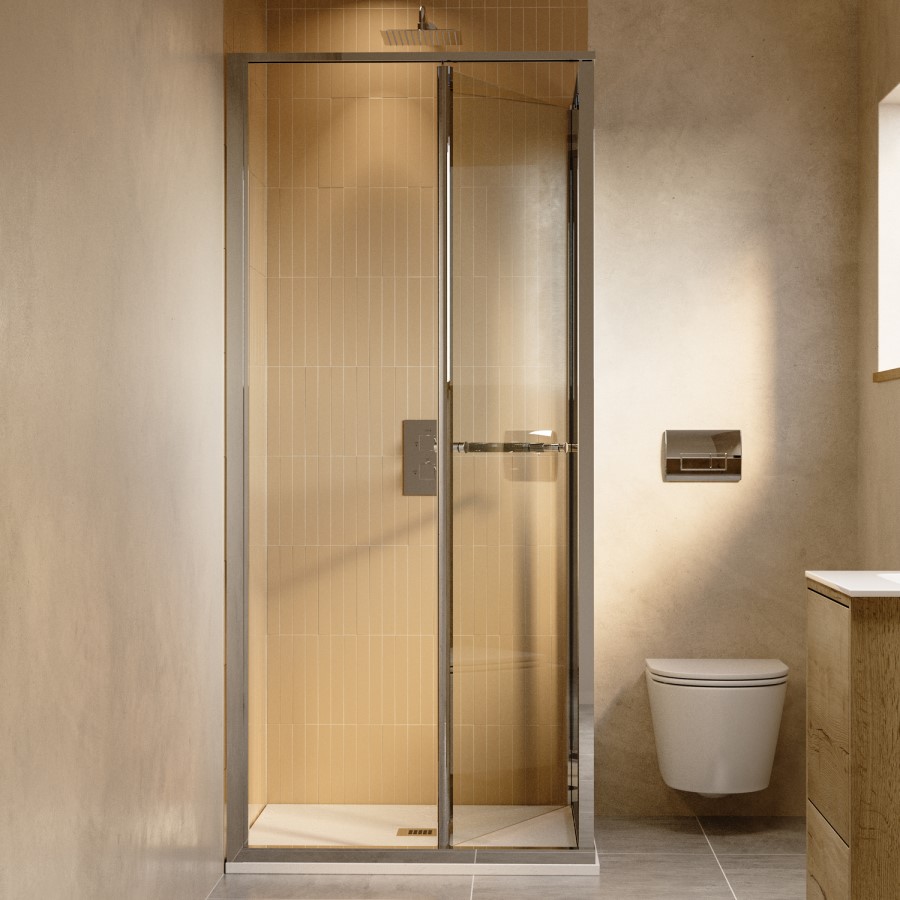 900x900mm Chrome In-Fold Sliding Shower Enclosure 6mm Glass - Apollo