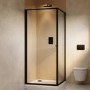 800x800mm Black In-fold Sliding Shower Enclosure 6mm Glass and Shower Tray - Apollo
