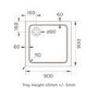 900x900mm Square Shower Tray - White Acrylic Stone Resin - Pearl