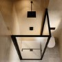 900x900mm Black In-Fold Sliding Shower Enclosure 6mm Glass and Low Profile Shower Tray  - Apollo