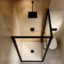 900x900mm Black In-Fold Sliding Shower Enclosure 6mm Glass and Low Profile Shower Tray  - Apollo