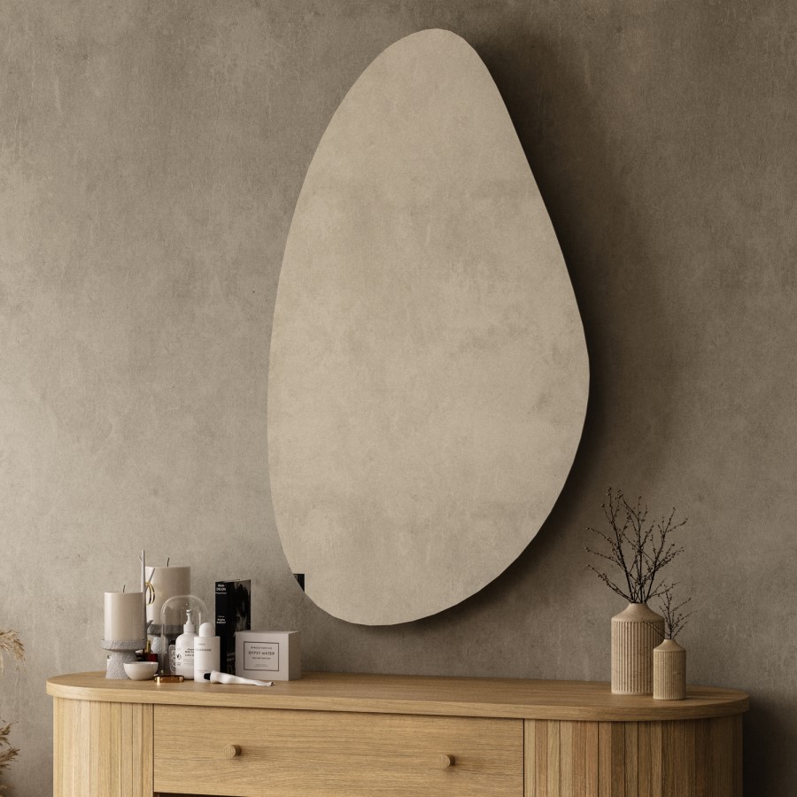Pebble Backlit Wall Mirror with Battery Operated Lights 60x 100cm- Apollo
