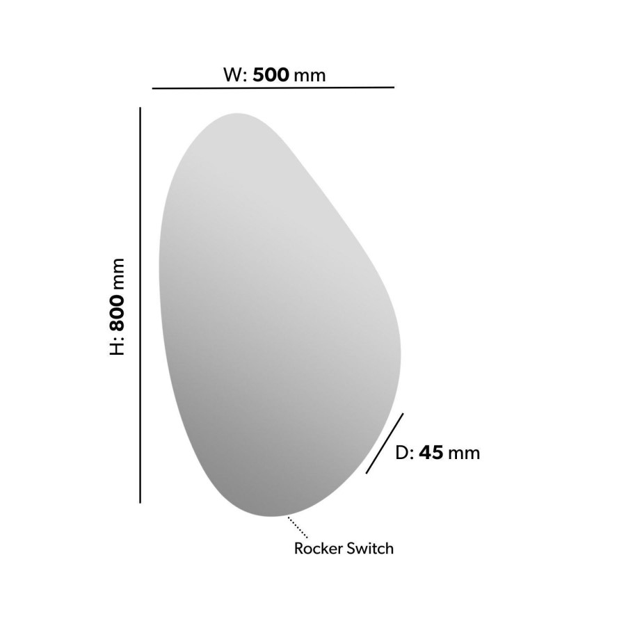 Pebble Backlit Wall Mirror with Battery Operated Lights 50 x 80cm - Apollo