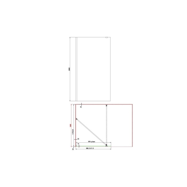 1400x900mm Frameless Wet Room Shower Screen Enclosure and Shower Tray - Corvus