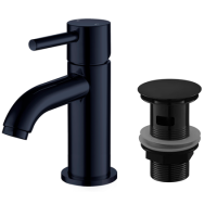 Shiny Black Basin Mixer Tap & Slotted Basin Waste - Arissa