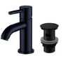 Shiny Black Basin Mixer Tap & Slotted Basin Waste - Arissa