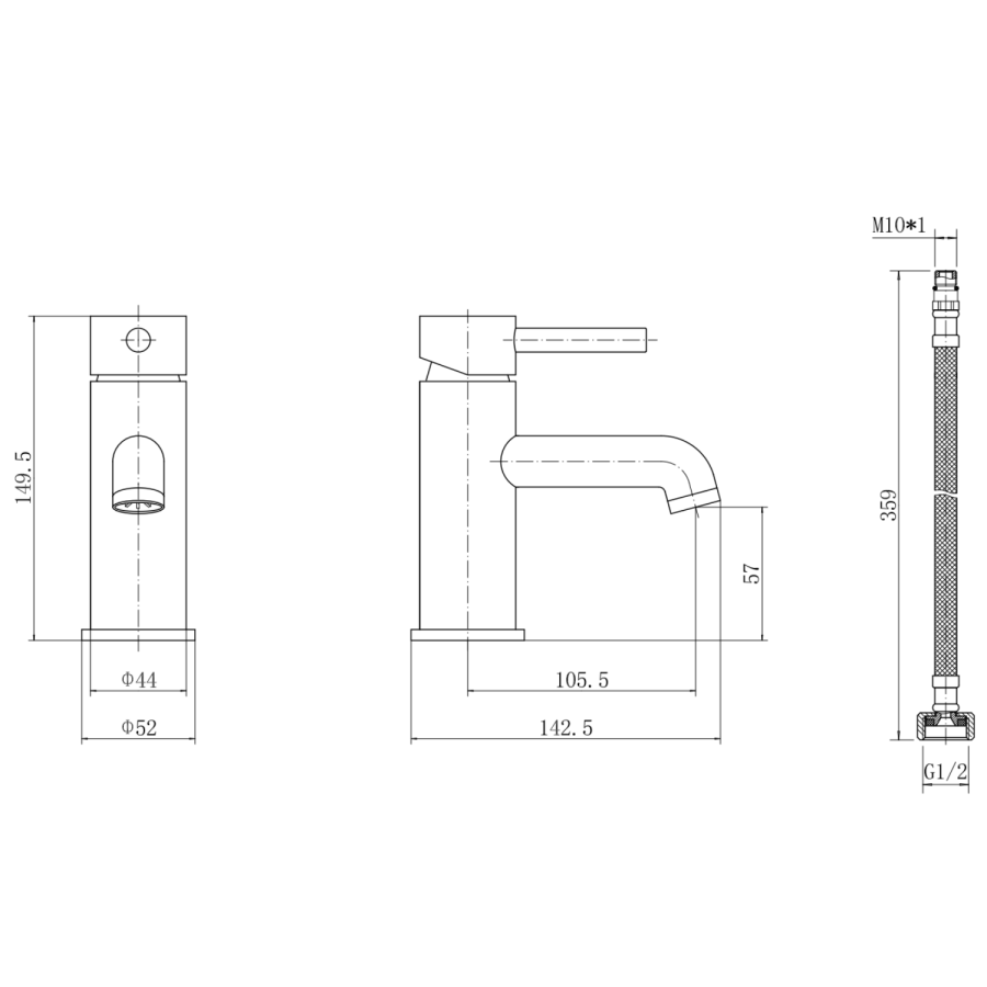 Black Chrome Mono Basin Mixer Tap - Arissa