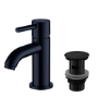 Shiny Black Cloakroom Mixer Tap & Slotted Basin Waste - Arissa