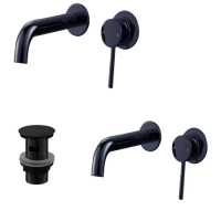 Arissa Black Chrome Wall Mounted Basin Tap with Slotted Waste & Wall Mounted Bath Tap