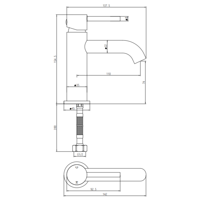 Gunmetal Grey Shower Bath and Basin Tap Set - Arissa