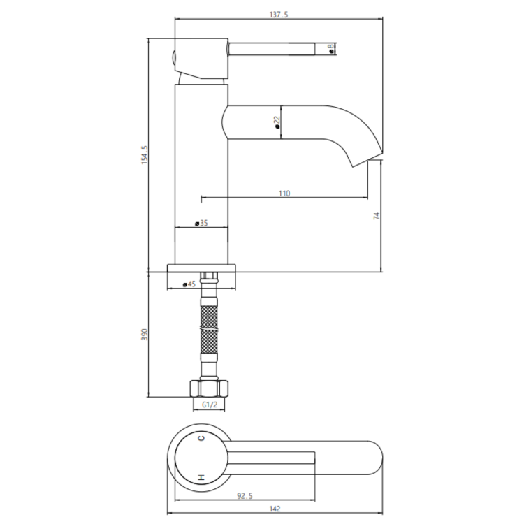 Gunmetal Grey Shower Bath and Basin Tap Set with Basin Waste - Arissa