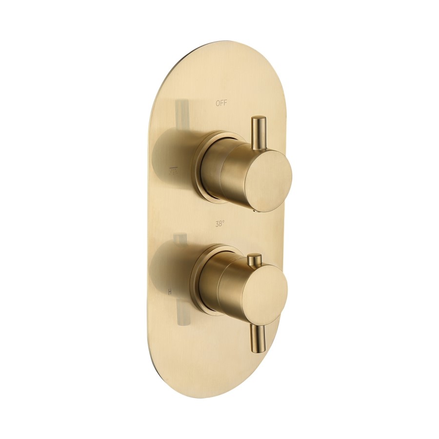 Grade A1 - Brushed Brass  Single  Outlet Thermostatic Mixer Shower with Hand Shower - Arissa